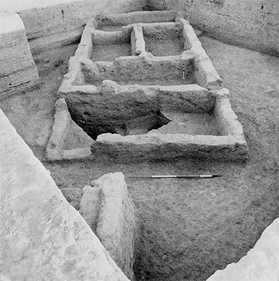 Between 6500 and 6000 B.C. Tell Abu Hureyra relied on a mixed economy with agriculture supplemented by hunting. Tell Abu Hureyra is settled at this period and the small initial colony soon expands into a large village covering 11.5 hectares (28.5 acres). The mud-brick houses are clustered tightly together around courtyards and narrow lanes. The houses are facing south and southwest to catch the winter sun, a habit which has persisted in present modern villages of the area. The walls are thin suggesting that the structures were single-storied. They are made of rectangular bricks of various sizes. The plan of the houses includes a series of rooms, as many as five in some instances. The various rooms were separated by partitions which could include a rectangular porthole doorway. The houses were faced with mud plaster sometimes protected by a white wash. They were entered by a high sill and a mud-brick linteled doorway (University of Pennsylvania Museum of Archaeology and Anthropology).